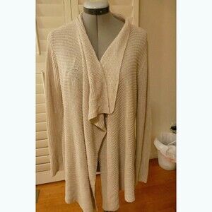 Eileen Fisher organic linen Lagenlook  Open wrap cardigan Sweater XS-M